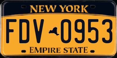 NY license plate FDV0953