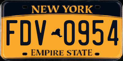 NY license plate FDV0954