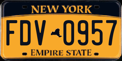 NY license plate FDV0957