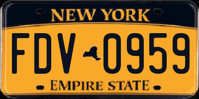 NY license plate FDV0959