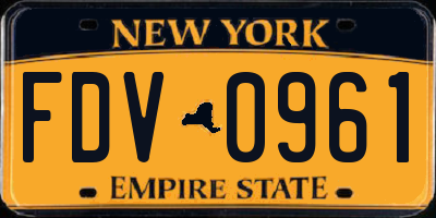 NY license plate FDV0961