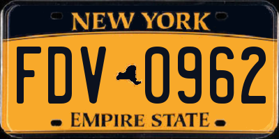 NY license plate FDV0962