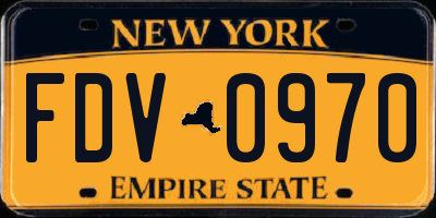 NY license plate FDV0970