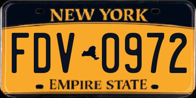 NY license plate FDV0972