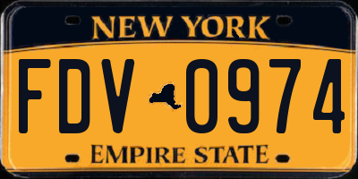 NY license plate FDV0974
