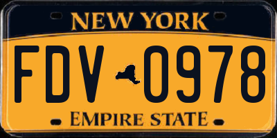 NY license plate FDV0978