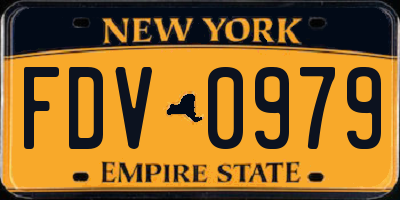 NY license plate FDV0979