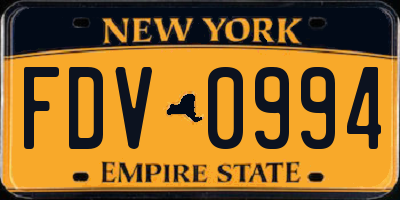 NY license plate FDV0994