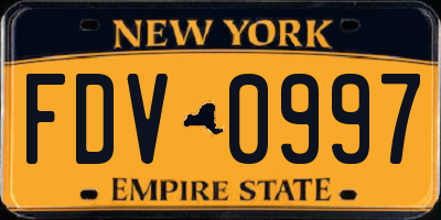 NY license plate FDV0997