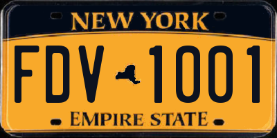 NY license plate FDV1001
