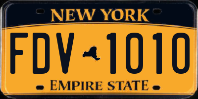NY license plate FDV1010