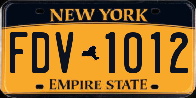 NY license plate FDV1012