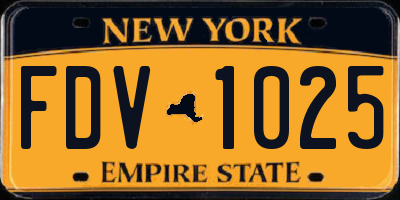 NY license plate FDV1025