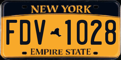 NY license plate FDV1028