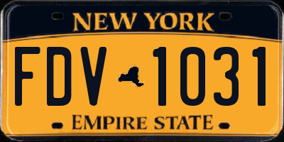 NY license plate FDV1031