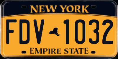NY license plate FDV1032