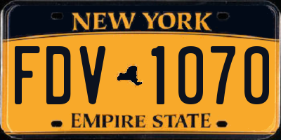 NY license plate FDV1070
