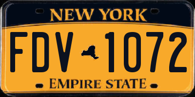 NY license plate FDV1072