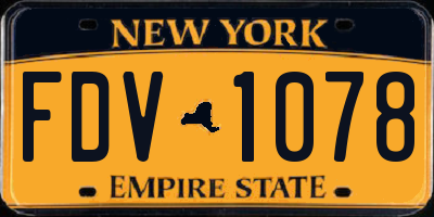 NY license plate FDV1078