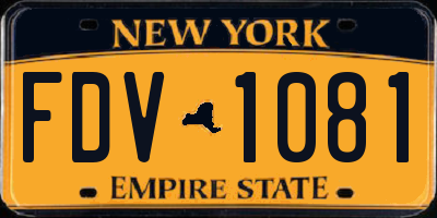 NY license plate FDV1081
