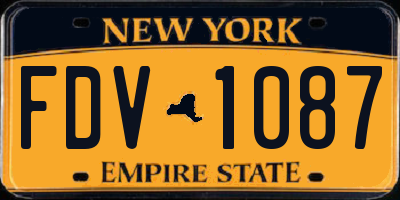 NY license plate FDV1087