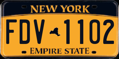 NY license plate FDV1102