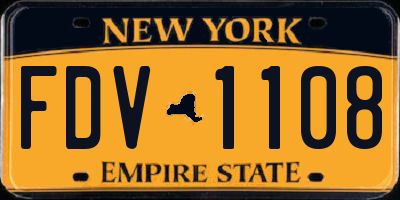 NY license plate FDV1108