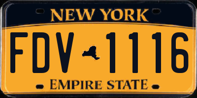NY license plate FDV1116