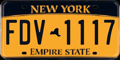 NY license plate FDV1117