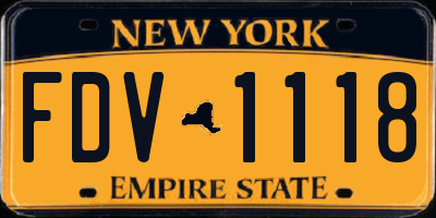 NY license plate FDV1118