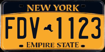 NY license plate FDV1123