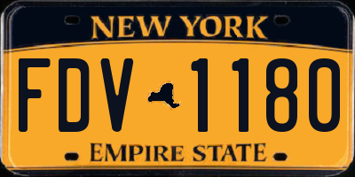 NY license plate FDV1180