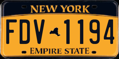 NY license plate FDV1194