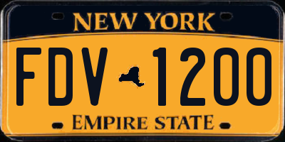 NY license plate FDV1200