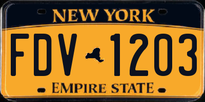 NY license plate FDV1203