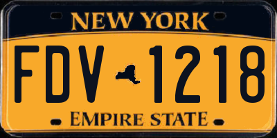 NY license plate FDV1218