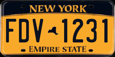 NY license plate FDV1231