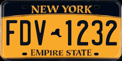 NY license plate FDV1232