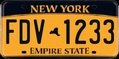 NY license plate FDV1233
