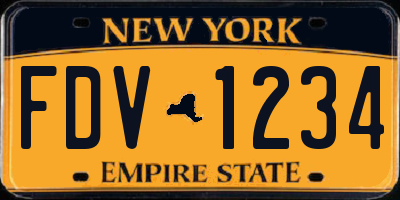 NY license plate FDV1234
