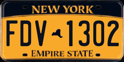 NY license plate FDV1302