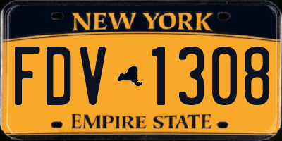 NY license plate FDV1308