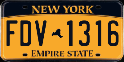 NY license plate FDV1316