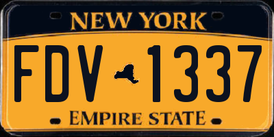 NY license plate FDV1337