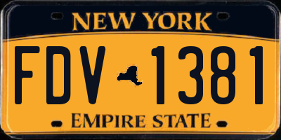 NY license plate FDV1381