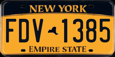 NY license plate FDV1385