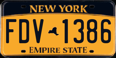 NY license plate FDV1386