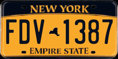 NY license plate FDV1387