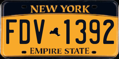 NY license plate FDV1392