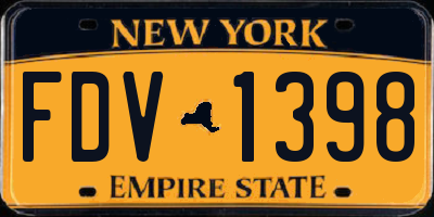 NY license plate FDV1398
